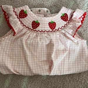 Strawberry onesie, baby girl, 12 to 18 months
